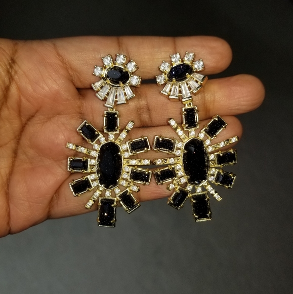 Kendra Scott Statement Earrings Blue Sandstone - Picture 3 of 8